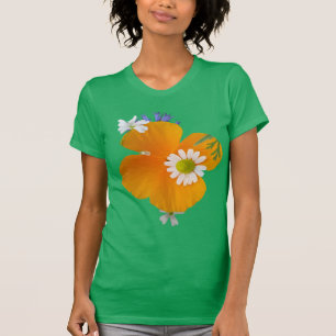 Vild Flowers: Orange White Gult Grönt T-Shirt