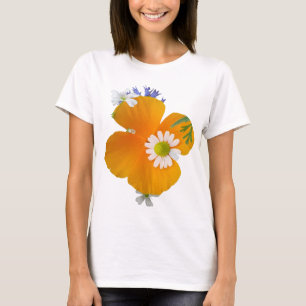 Vild Flowers: Orange White Gult T-Shirt