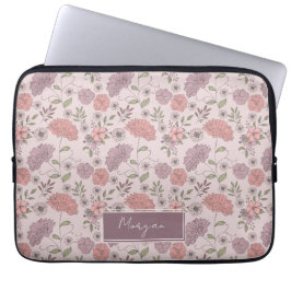 Vild Flowers Personlig med namn Blommigt Boho Laptop Fodral