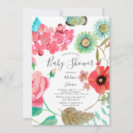 Vild Flowers Poppy | Baby Shower | Inbjudan