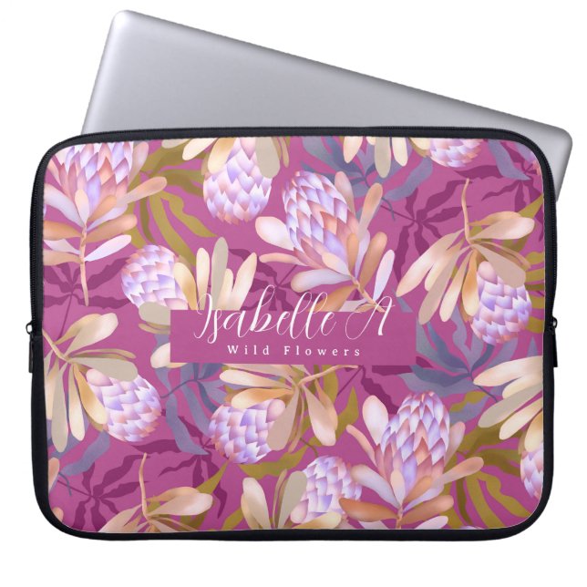 Vild Flowers Protea Magenta Laptop Fodral (Framsidan)
