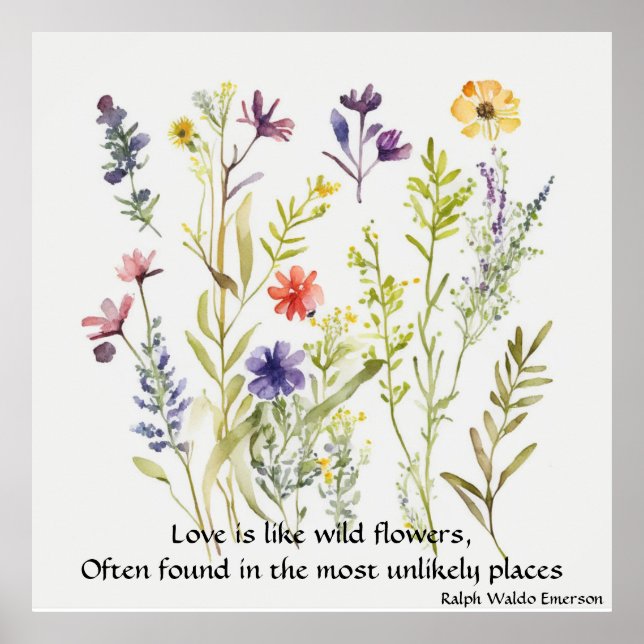 Vild Flowers redigerbara citat av Ralph Waldo Emer Poster (Framsidan)