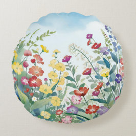 Vild Flowers Rund Kudde