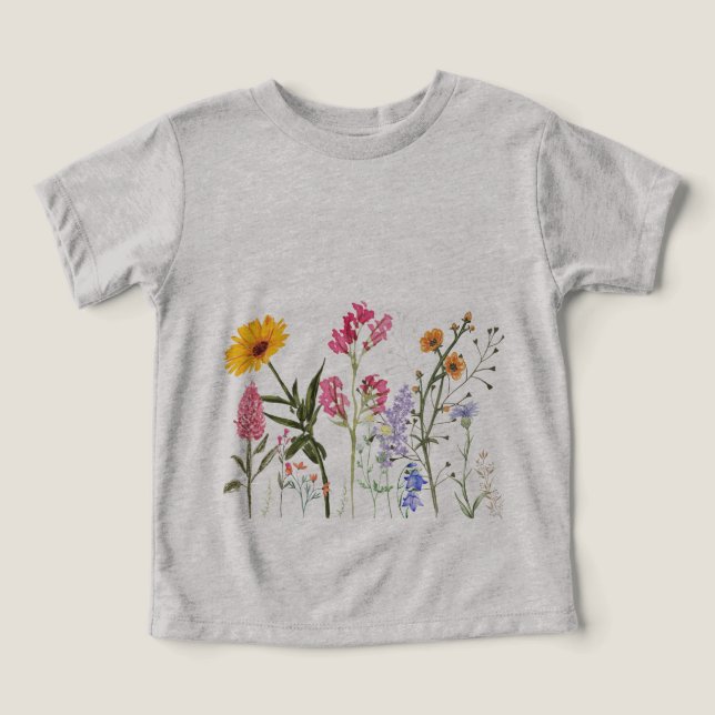 Vild Flowers T-Shirt, Vintage Botanical Kids Tee (Design Framsida)