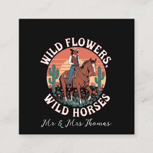 Vild Flowers & Vild Horses A Stunning Tribute Fyrkantigt Visitkort (Framsida)