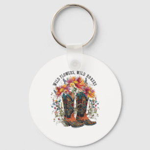 Vild Flowers - Vild Horses Cowgirl Boot Western Fl Nyckelring