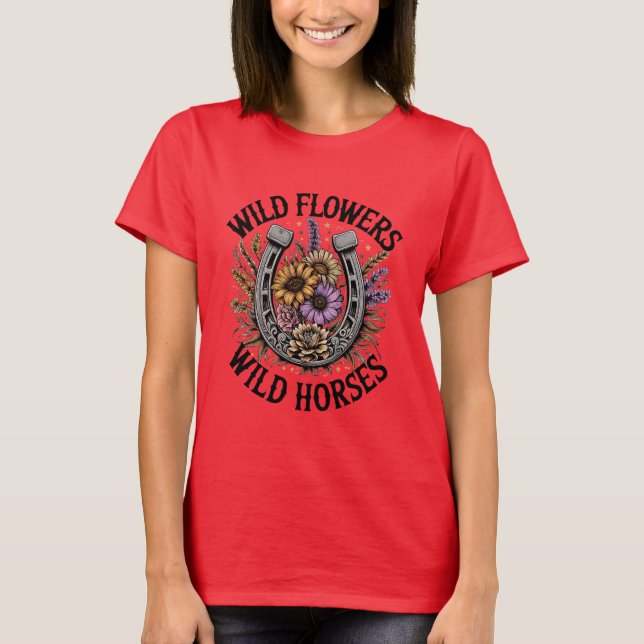 Vild Flowers Vild Horses T Shirt (Framsida)