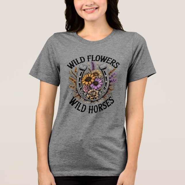 Vild Flowers Vild Horses T Shirt (Framsida)