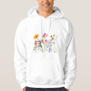 Vild Flowers, Vintage Botanisk pastellBlommigt Hoodie