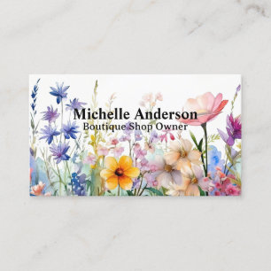 Vild Flowers Watercolor Illustration Visitkort
