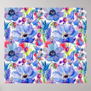 Vild Flowers Watercolor Tapet Poster