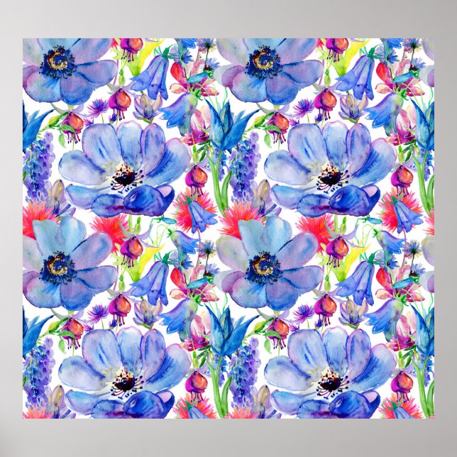Vild Flowers Watercolor Tapet Poster (Framsidan)