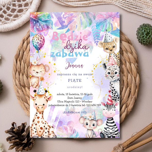 Vild födelsedags safari inbjudan (Skapare uppladdad)