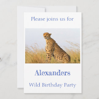 Vild Födelsedagsfest Cheetah personlig Inbjudningar