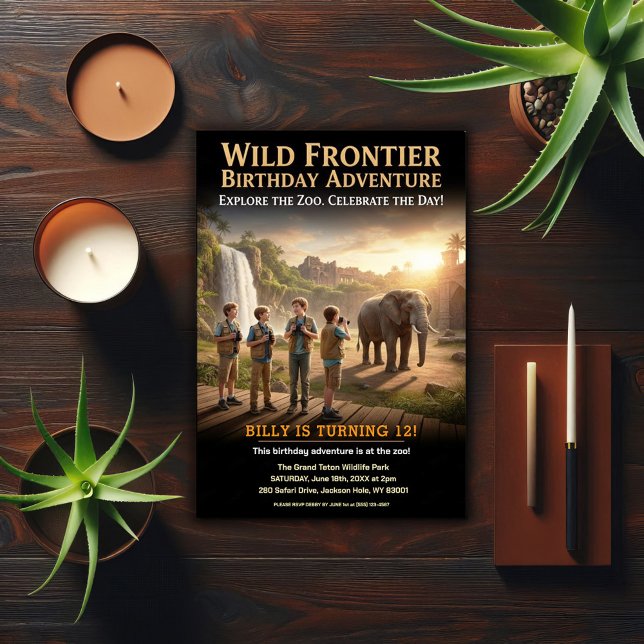 Vild födelsedagsfest på Frontier Inbjudningar (Skapare uppladdad)