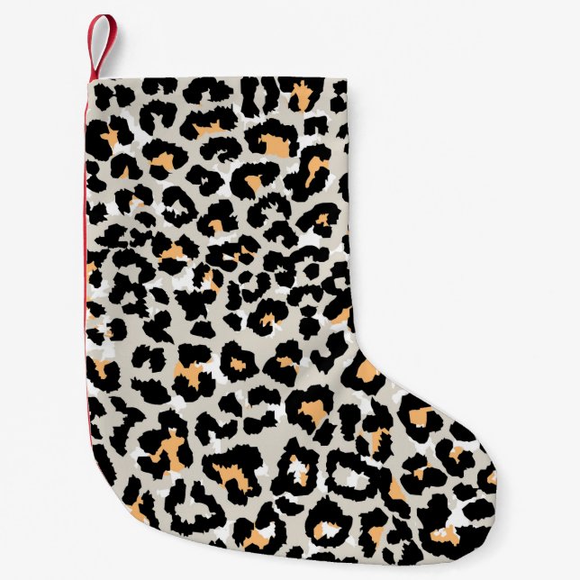 vild för färgaden i leopard mönster sömlös liten julstrumpa (Framsidan)