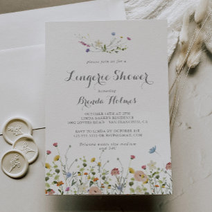 Vild för färgton Flower Möhippa Lingerie Shower Inbjudningar