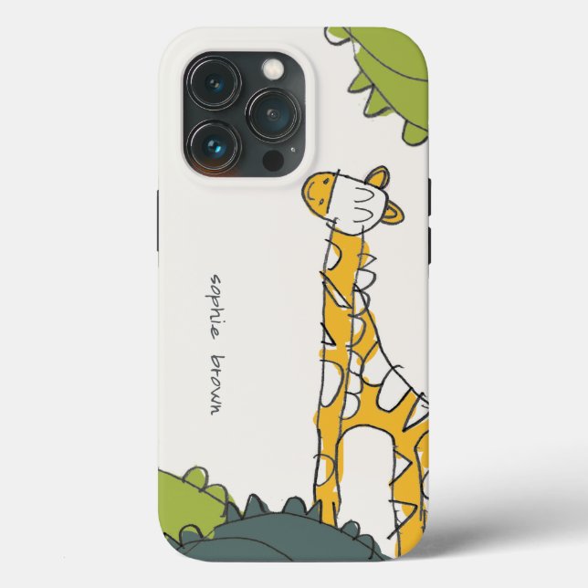 Vild för Grönt av Gult i Cute  Jungle Giraffe Kid  (Baksida )