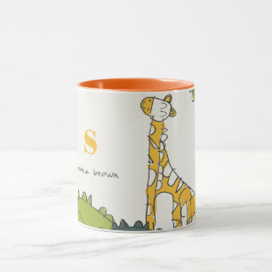 Vild för Grönt av Gult i Cute  Jungle Giraffe Kid  Mugg