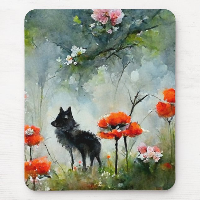 Vild för kute blommigt - djurmusknapp musmatta (Framsidan)