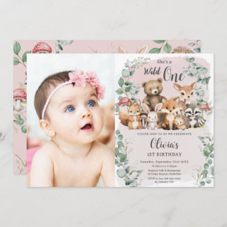 Vild för matlagningsdjur 1 Foto för första födelse Inbjudningar