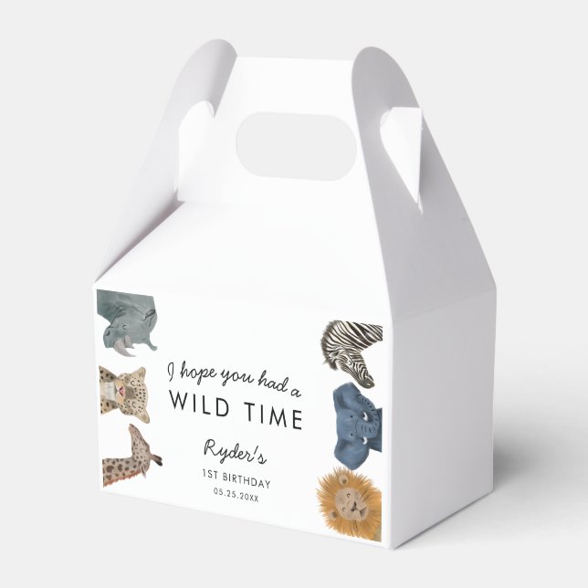 Vild för Safari Animals Födelsedagsfest Presentaskar (Framsidan Sidan)