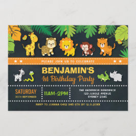 Vild för Safari för djungeldjurpojke en 1st Inbjudningar