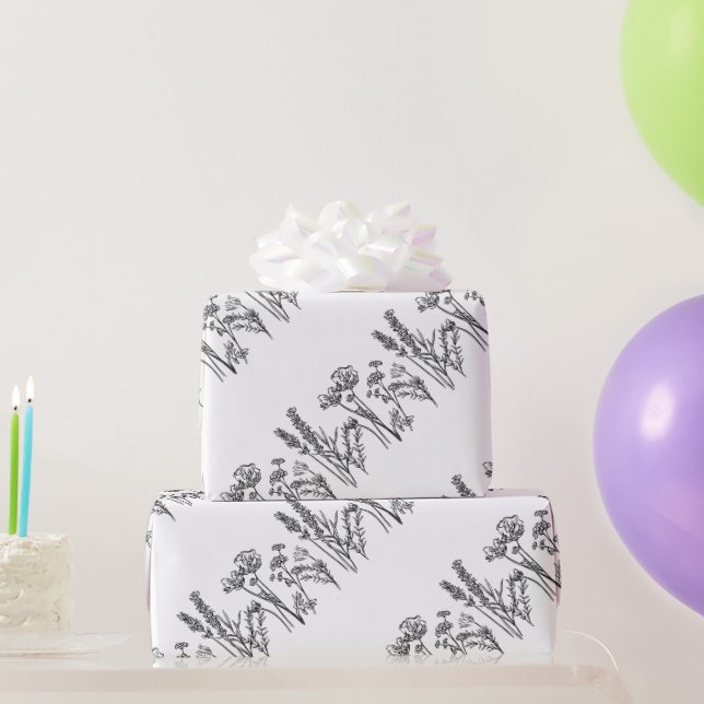 Vild för vattenfärg Blommor Botaniskt klassiskt va Presentpapper (Festgåvor)