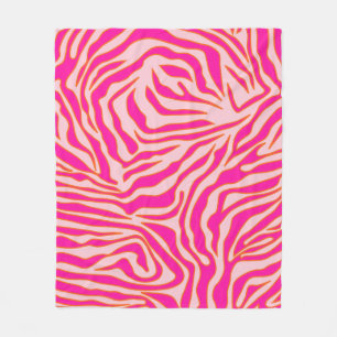 vild för zebra ränder Rosa Orange Animalisk utsk Fleecefilt