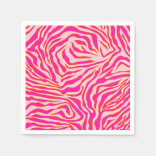 vild för zebra ränder Rosa Orange Animalisk utsk Pappersservett