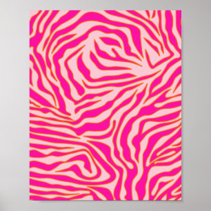 vild för zebra ränder Rosa Orange Animalisk utskri Poster