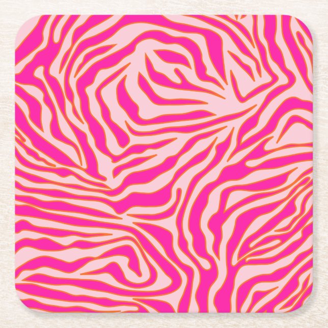 vild för zebra ränder Rosa Orange Animalisk utskri Underlägg Papper Kvadrat (Framsidan)