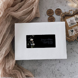 Vild Forest Blommigt Black Bröllop OSA Adressetikett