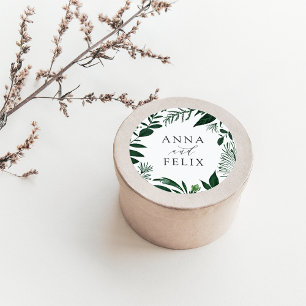 Vild Forest Botaniskt Bröllop Runt Klistermärke