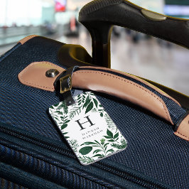 Vild Forest | Botaniskt monogram för jägare Grönt Bagagebricka