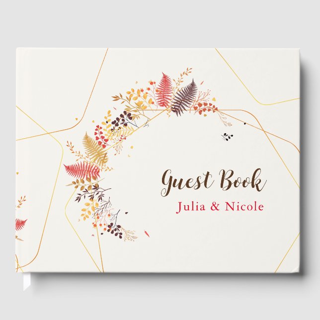 Vild Forest Flowers Fern Mushroom Foliage Bröllop Gästböcker (Framsida)