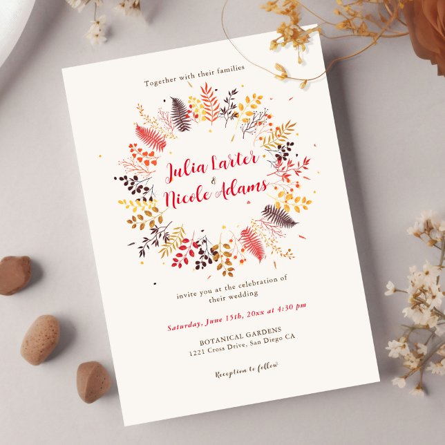 Vild Forest Flowers Fern Mushroom Foliage Bröllop Inbjudningar (Skapare uppladdad)