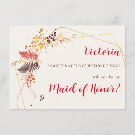 Vild Forest Flowers Fern Mushroom Foliage Bröllop Meny