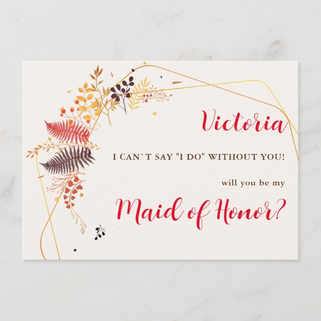 Vild Forest Flowers Fern Mushroom Foliage Bröllop Meny (Framsida)