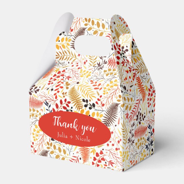 Vild Forest Flowers Fern Mushroom Foliage Bröllop Presentaskar (Framsidan Sidan)