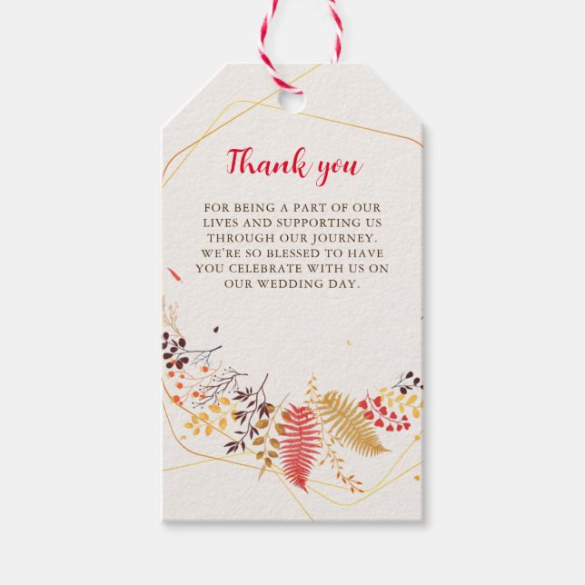 Vild Forest Flowers Fern Mushroom Foliage Bröllop Presentetikett (Framsidan)