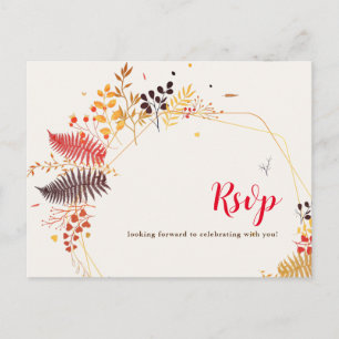 Vild Forest Flowers Fern Mushroom Foliage Bröllop Vykort