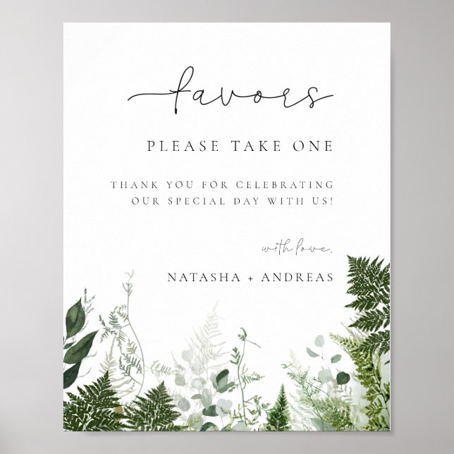 Vild Forest Foliage Wedding Favor Poster (Framsidan)