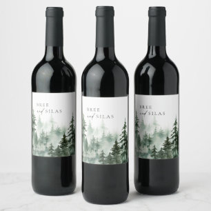 Vild Forest Gräs Bröllop Vinflaska Etikett
