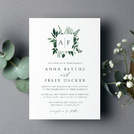 Vild Forest Monogram bröllopsinbjudan Inbjudningar