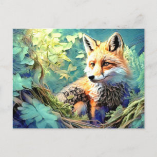 Vild Forest Red Fox - Egna konstverk - Vykort