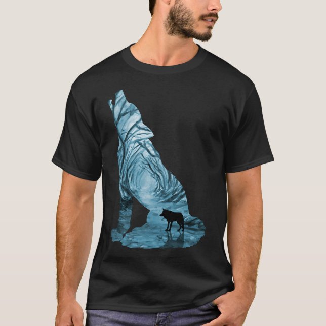 Vild Forest Varg - Turquise T Shirt (Framsida)
