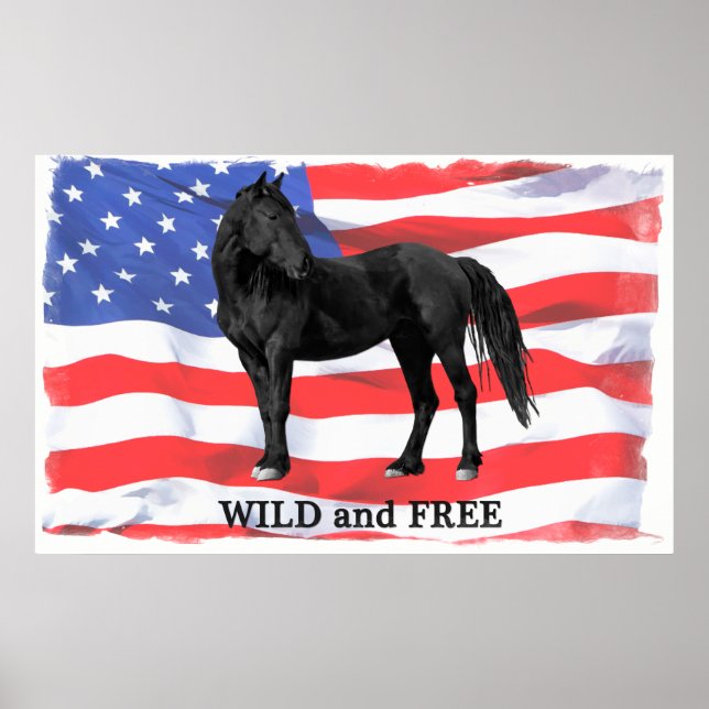 Vild & Free American Vild Horse Poster (Framsidan)
