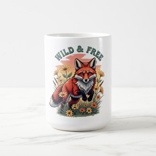 Vild & Free Fox Mugg Vintage Nature Wildlife Coffe (Center)