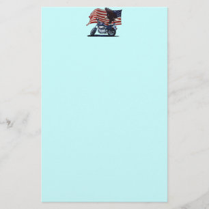 Vild & Free - Patriotic Eagle, Motorcycle & US Fla Brevpapper